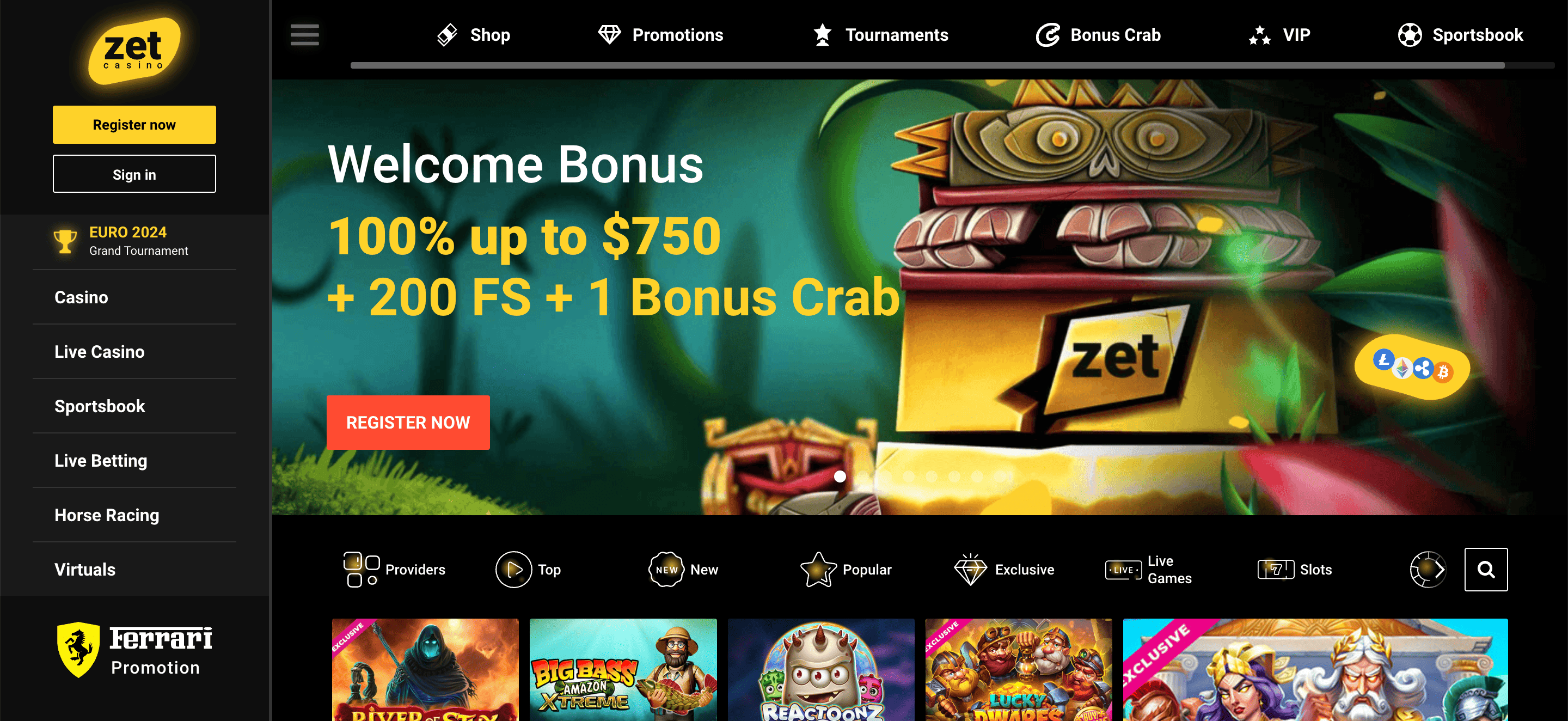 ZetCasino Homepage