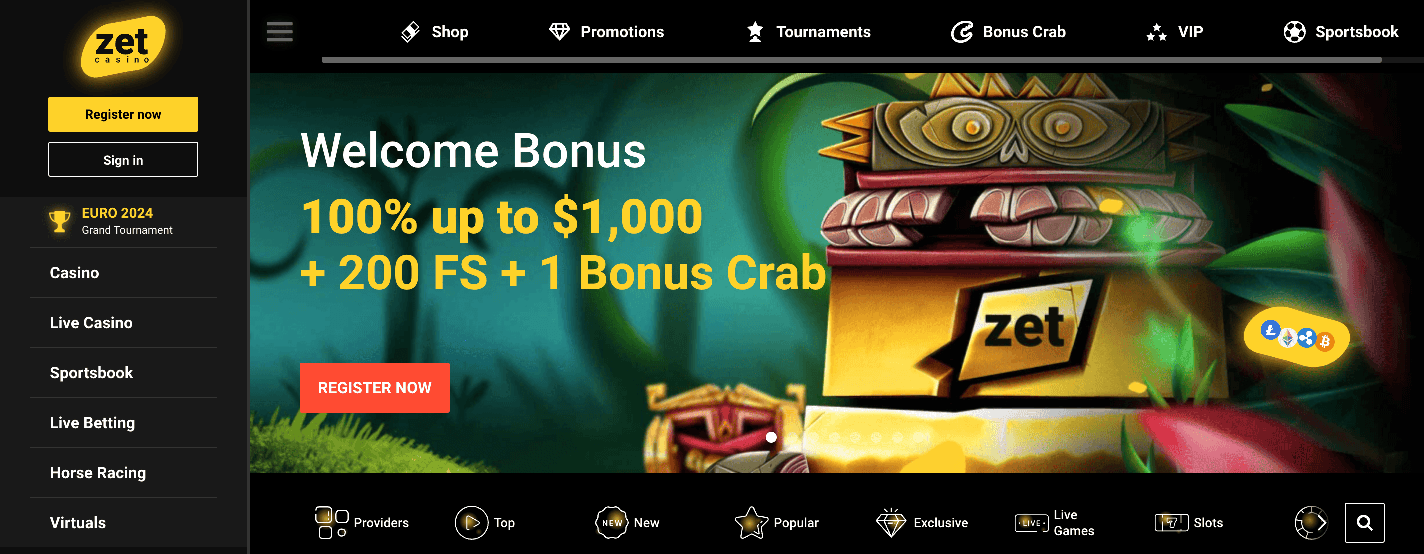 ZetCasino Homepage